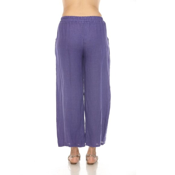 Purple Drawstring Elastic Waist Wide Leg Pant - Picture 7 of 7